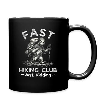 Fast Hiking Club Just Kidding Funny Sloth Hiker  - Full Colour Mug - black - Right