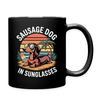 Teckel de plage - Mug uni - noir - Droite
