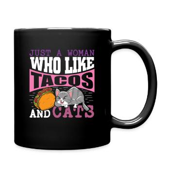 Taco Cat Domestic Cat Kitty Cat Owner - Full Colour Mug - black - Right