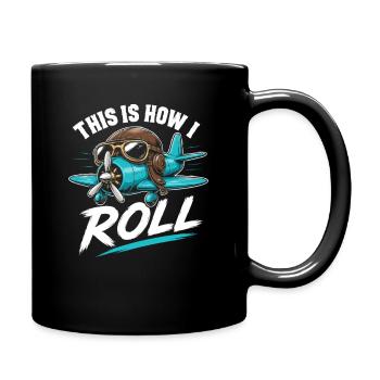 Propeller Plane Roll Saying - Full Colour Mug - black - Right