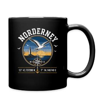 Norderney Coastal Compass Sunset - Full Colour Mug - black - Right