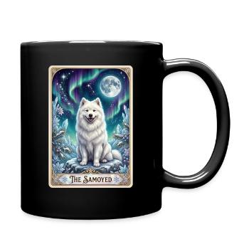 Samoyeds under the Northern Lights - Full Colour Mug - black - Right
