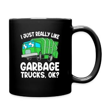 Müllwagen Müllauto Müllmann Mülleimer - Tasse einfarbig - Schwarz - Rechts