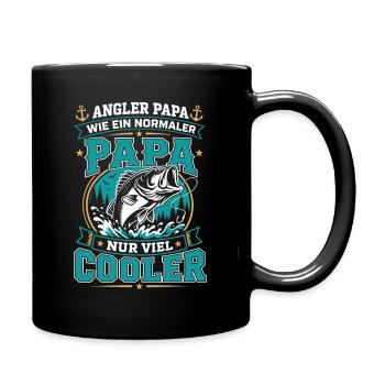 Angler Papa – Viel Cooler Vater - Tasse einfarbig - Schwarz - Rechts