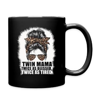 Zwillingsmama: Zweimal gesegnet - Full Colour Mug - black - Right