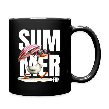 Summer duck with parasol & glasses - Full Colour Mug - black - Right