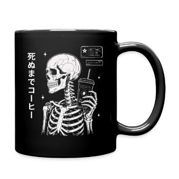 Kaffee Skelett Japan Style Shirt - Tasse einfarbig - Schwarz - Rechts
