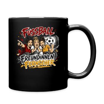 Fußballfreundinnen am Fernseher - Tasse einfarbig - Schwarz - Rechts