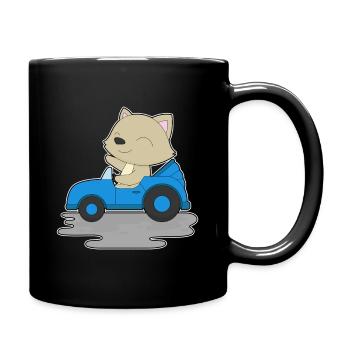 Katze Auto - Tasse einfarbig - Schwarz - Rechts