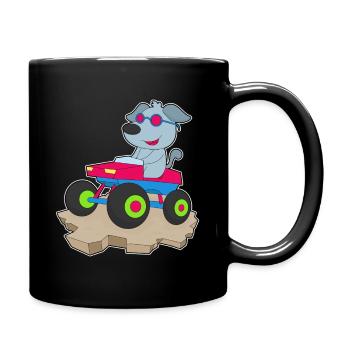 Hund Auto - Tasse einfarbig - Schwarz - Rechts