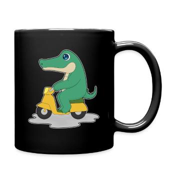 Krokodil Motorroller - Tasse einfarbig - Schwarz - Rechts
