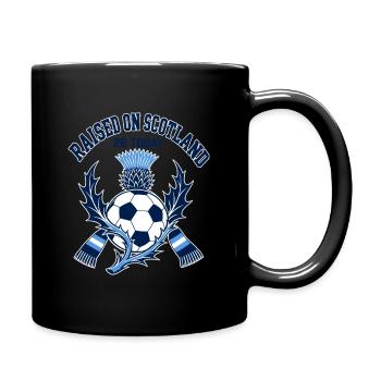 Raised on Scotland 28 Today Soccer Fan Birthday - Full Colour Mug - black - Right