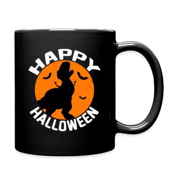 Frohes Halloween Dino Silhouette - Tasse einfarbig - Schwarz - Rechts