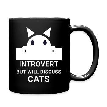 Introvertierte Katze: Leise Gespräche über Katzen - Tasse einfarbig - Schwarz - Rechts
