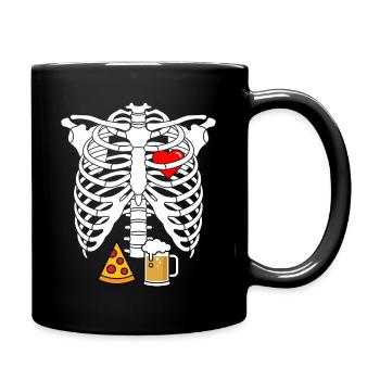 Dad Skeleton Halloween Beer Pizza Funny Pregnancy  - Full Colour Mug - black - Right