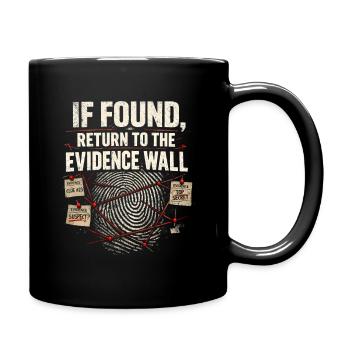 Back to the Wall of Evidence | True Crime - Full Colour Mug - black - Right