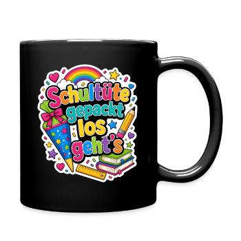 Schulkind 2026 Einschulung 2026 Schulanfang - Tasse einfarbig - Schwarz - Rechts