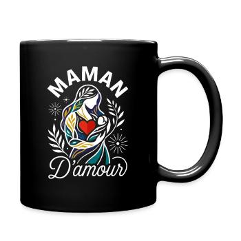 Maman D'amour Mère Et Bébé Cœur Art - Mug uni - noir - Droite