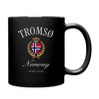 Tromsø Norwegen Wappen Krone – Reise Souvenir - Tasse einfarbig - Schwarz - Rechts