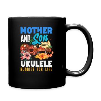 Mère et fils amis de ukulélé pour la vie - Mug uni - noir - Droite