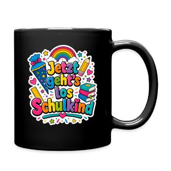 Schulkind 2026 Einschulung 2026 Schulanfang - Tasse einfarbig - Schwarz - Rechts