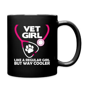 Vet Girl Stethoskop Paw Tee - Tasse einfarbig - Schwarz - Rechts