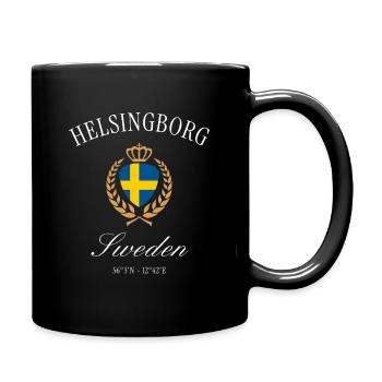 Helsingborg Schweden Wappen Krone – Reise Souvenir - Tasse einfarbig - Schwarz - Rechts