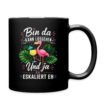 Bin da Eskaliert Flamingo Party - Tasse einfarbig - Schwarz - Rechts