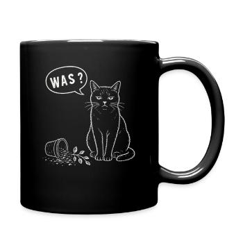 Katze Was Blumentopf Humor Shirt - Tasse einfarbig - Schwarz - Rechts