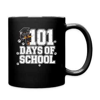 Dackel 101 Tage Schule Pfotenabdruck Doxie süß - Tasse einfarbig - Schwarz - Rechts