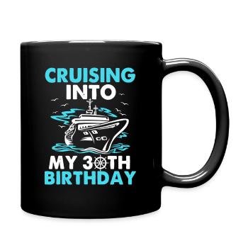 Cruising Into 30th Birthday - Full Colour Mug - black - Right