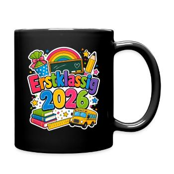 Schulkind 2026 Einschulung 2026 Schulanfang - Tasse einfarbig - Schwarz - Rechts