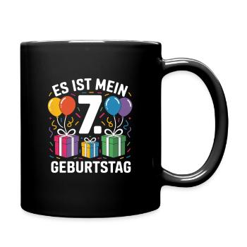 7. Geburtstag - Tasse einfarbig - Schwarz - Rechts