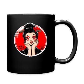 Geisha Heart Pop Art - Tasse einfarbig - Schwarz - Rechts