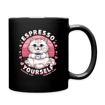  Espresso Yourself Kätzchen Valentinstag Design - Tasse einfarbig - Schwarz - Rechts