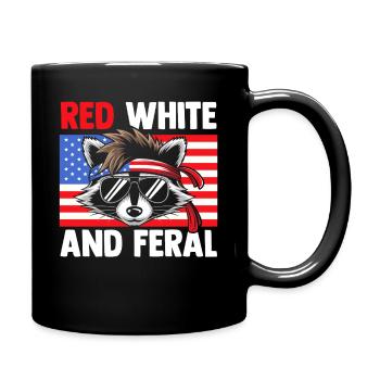 Patriotic Raccoon American Flag Trash Panda - Full Colour Mug - black - Right