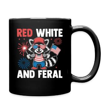 Patriotic Raccoon American Flag Trash Panda - Full Colour Mug - black - Right