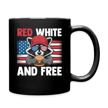 Patriotic Raccoon American Flag Trash Panda - Full Colour Mug - black - Right
