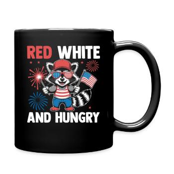 Patriotic Raccoon American Flag Trash Panda - Full Colour Mug - black - Right