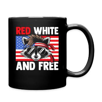 Patriotic Raccoon American Flag Trash Panda - Full Colour Mug - black - Right