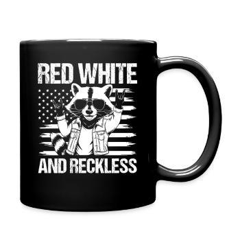 Patriotic Raccoon American Flag Trash Panda - Full Colour Mug - black - Right