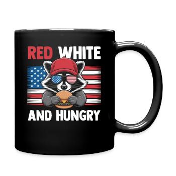 Patriotic Raccoon American Flag Trash Panda - Full Colour Mug - black - Right