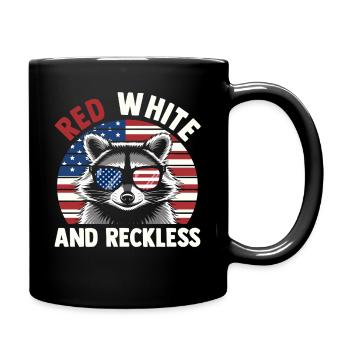Patriotic Raccoon American Flag Trash Panda - Full Colour Mug - black - Right