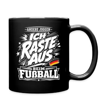 Ich raste beim Fußball aus - Tasse einfarbig - Schwarz - Rechts