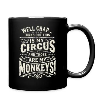 Mon cirque, mes singes drôles, disant Vintage - Mug uni - noir - Droite