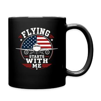 Flugzeug Mechanik Luftfahrt Technik - Tasse einfarbig - Schwarz - Rechts