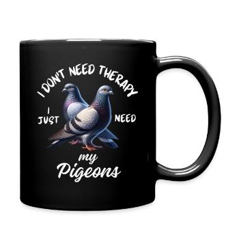 Taubentherapie Lustig - Tasse einfarbig - Schwarz - Rechts