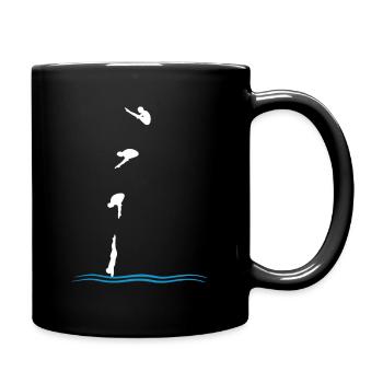 Tauchende Silhouette über Meereswellen - Tasse einfarbig - Schwarz - Rechts