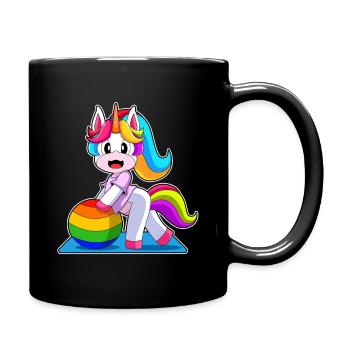 Einhorn Workout Gymnastik Fitness - Tasse einfarbig - Schwarz - Rechts