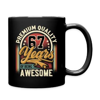 67. Geburtstag Vintage - Tasse einfarbig - Schwarz - Rechts